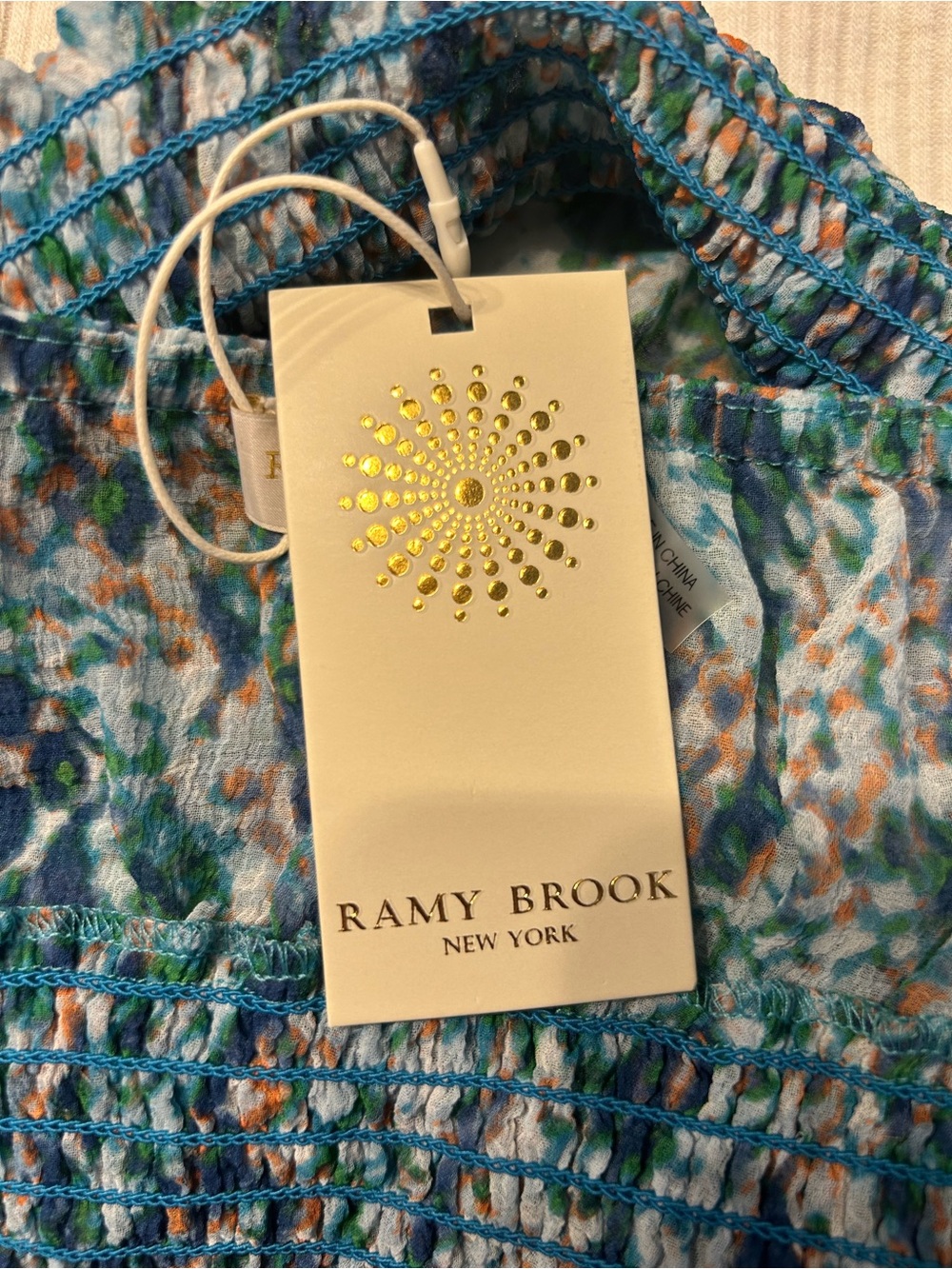 *NWT* Ramy Brook Women’s Turquoise Printed Meena Bandeau Cropped Top, Size Large - Picture 10 of 13